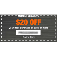 Home Depot Coupon - $20 OFF Your $200+ Online Order