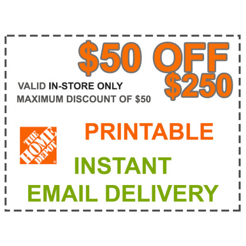 Home Depot Coupon 50 OFF 250 InStore Only Coupon